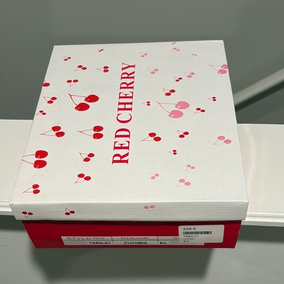 Red Cherry (Pink/White Platform Heels with Ankle Strap - Picture 7 of 7